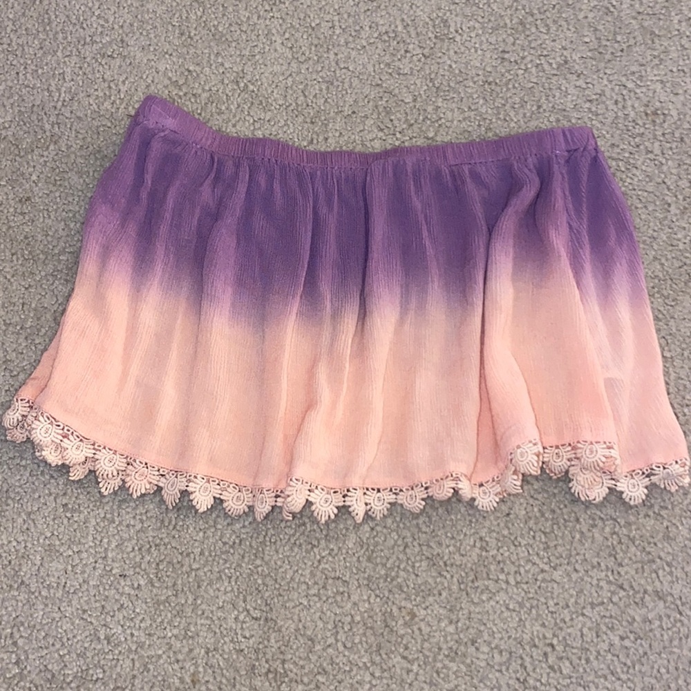 Tobi Strapless Crop Top Size Small Purple/Orange Ombre